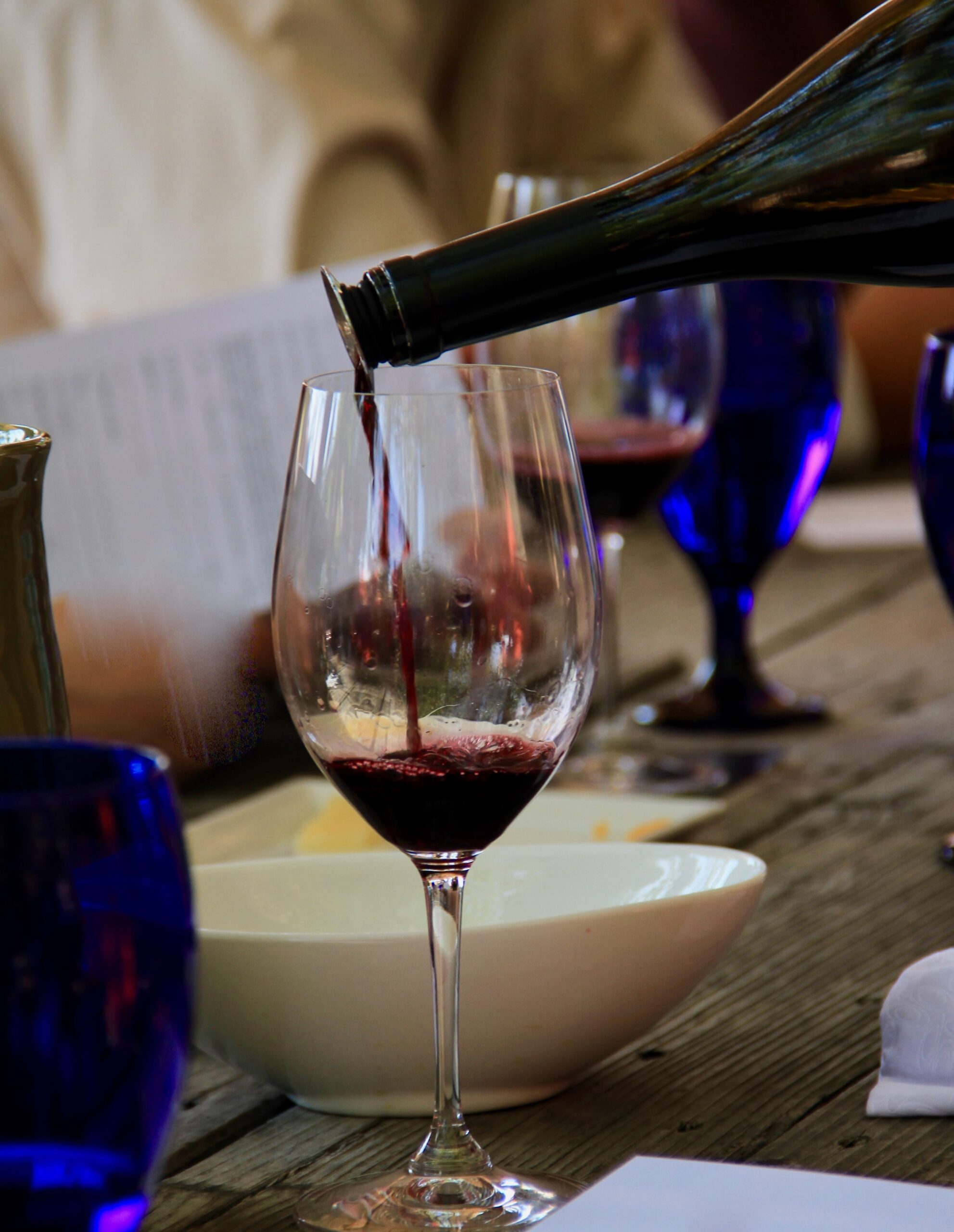 Pouring an award-winning Merlot at Hallcrest Vineyards in Felton, CA.